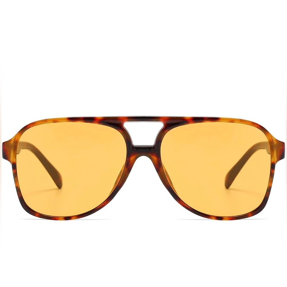 Oversized Orange-Tinted Aviator Sunglasses - Brand New